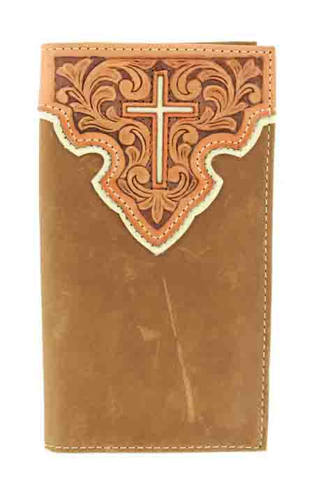 Nocona Men's Leather Cross Inlay Rodeo Wallet