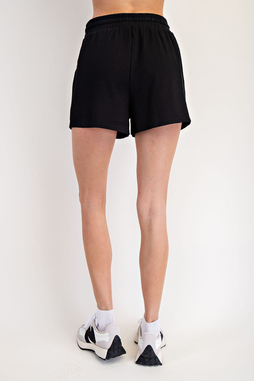 Textured Elastic Waist Shorts by ee:some