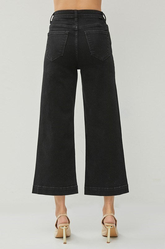 High Rise Ankle Crop Wide Leg Jeans by Risen Jeans