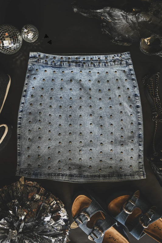 Studded Dreamz Denim Skirt by 2 Fly Co