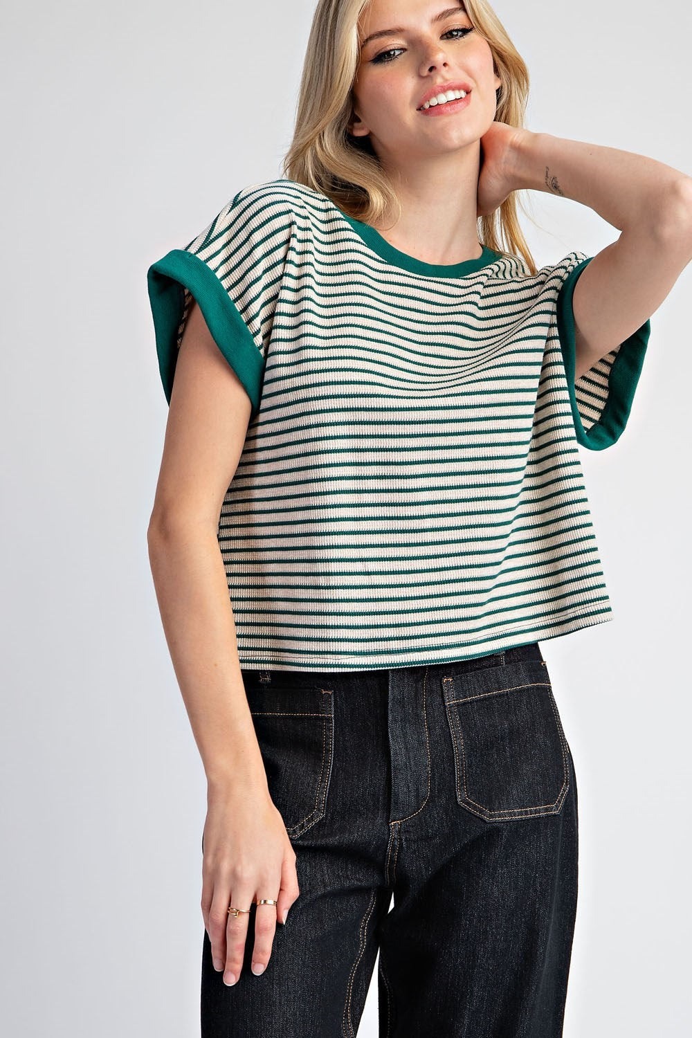 Juniper Green Striped Top by ee:some