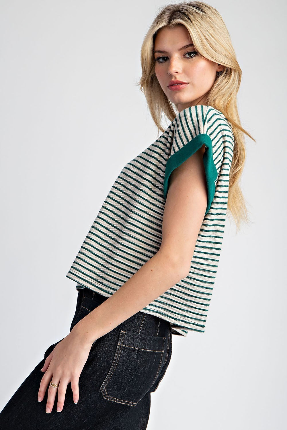 Juniper Green Striped Top by ee:some