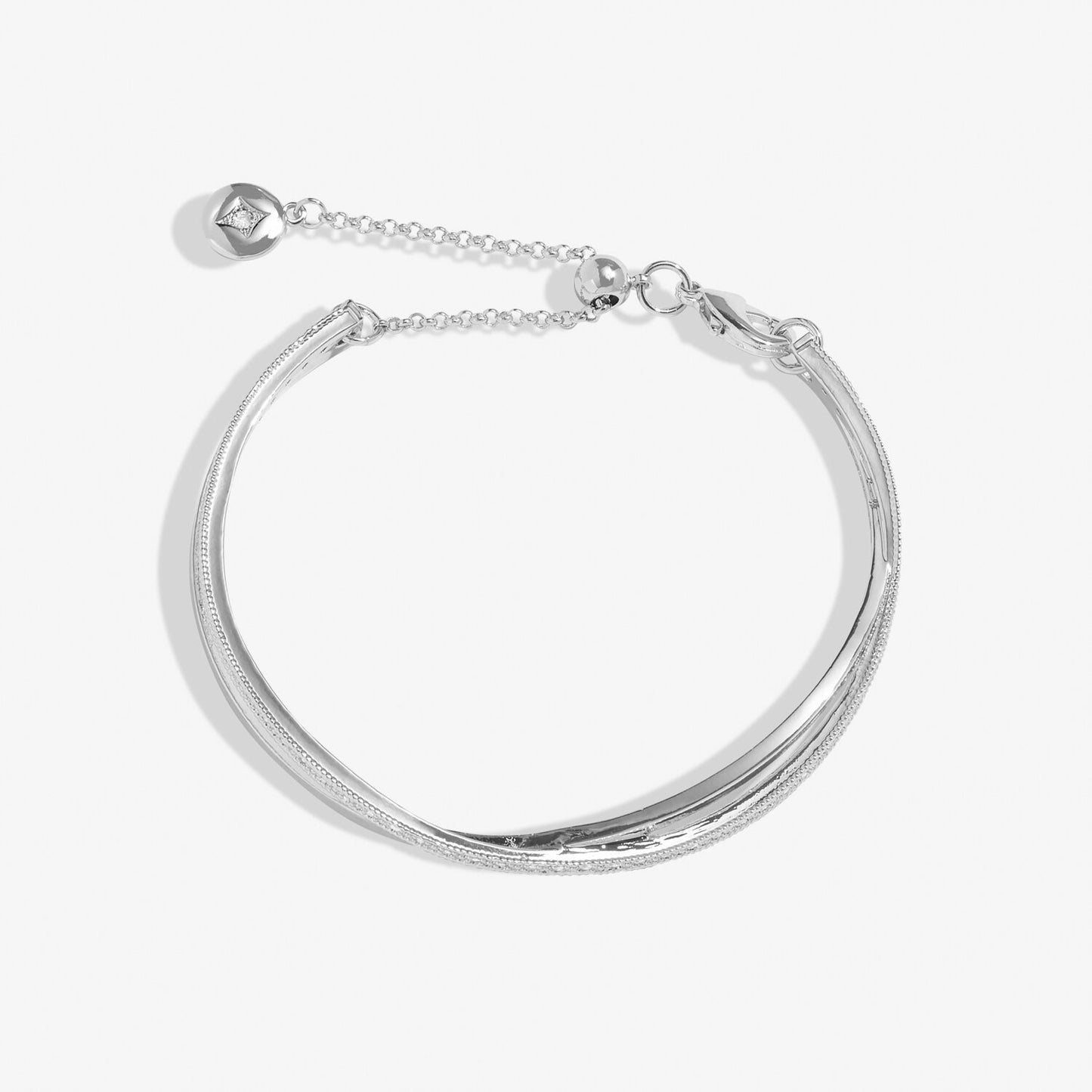 Crossover Bangle Bracelet Bar In Silver Plating by A Littles & Co