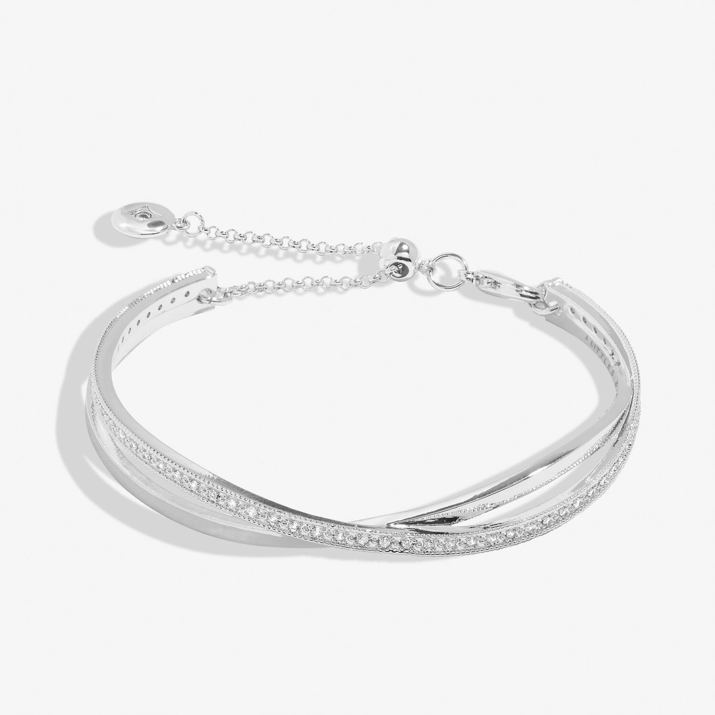 Crossover Bangle Bracelet Bar In Silver Plating by A Littles & Co