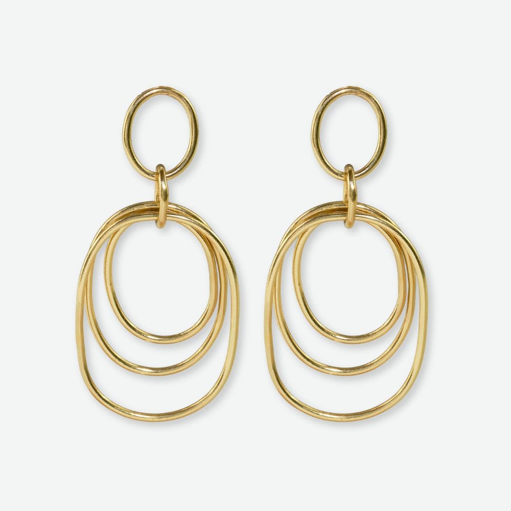 Aubrey Brass Round Geometric Door Knocker Earrings by Ink + Alloy