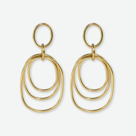 Aubrey Brass Round Geometric Door Knocker Earrings by Ink + Alloy