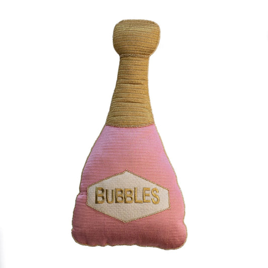 "Bubbles" Cotton Bottle Shaped Pillow with Embroidery by Creative Co-Op