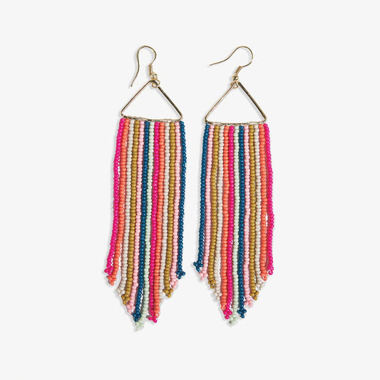 Emilie Vertical Stripe Beaded Fringe Earrings by Ink + Alloy