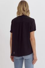 Solid V Neck Placket Top by Entro