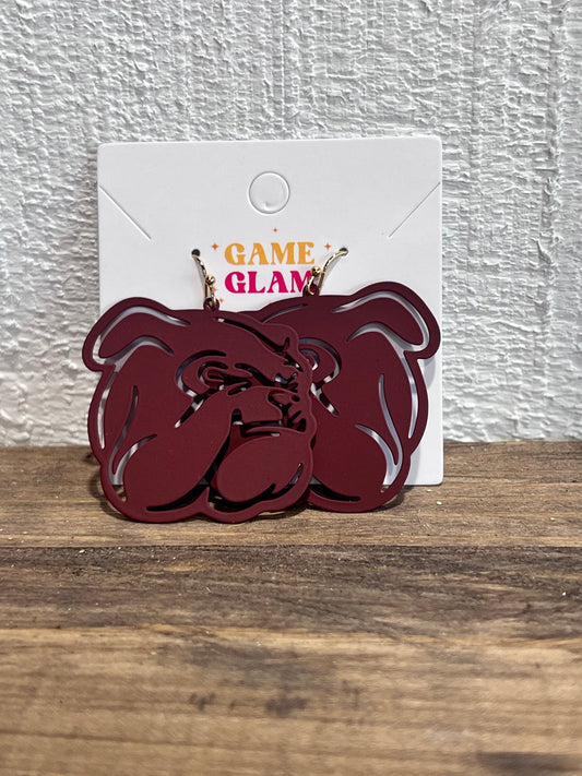 Maroon Bulldog Earrings