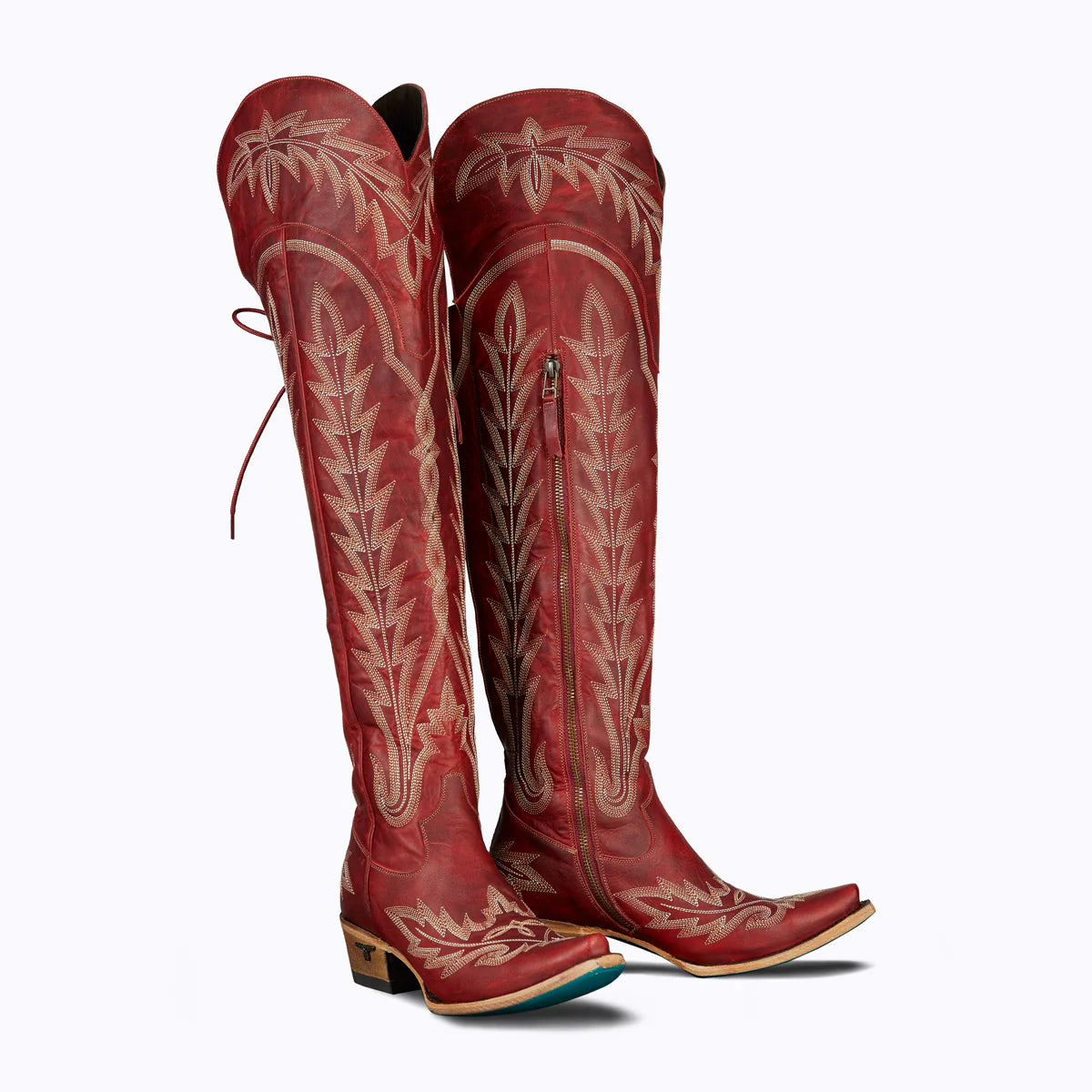 The Lexington OTK Boot in Smoldering Ruby by Lane Boots