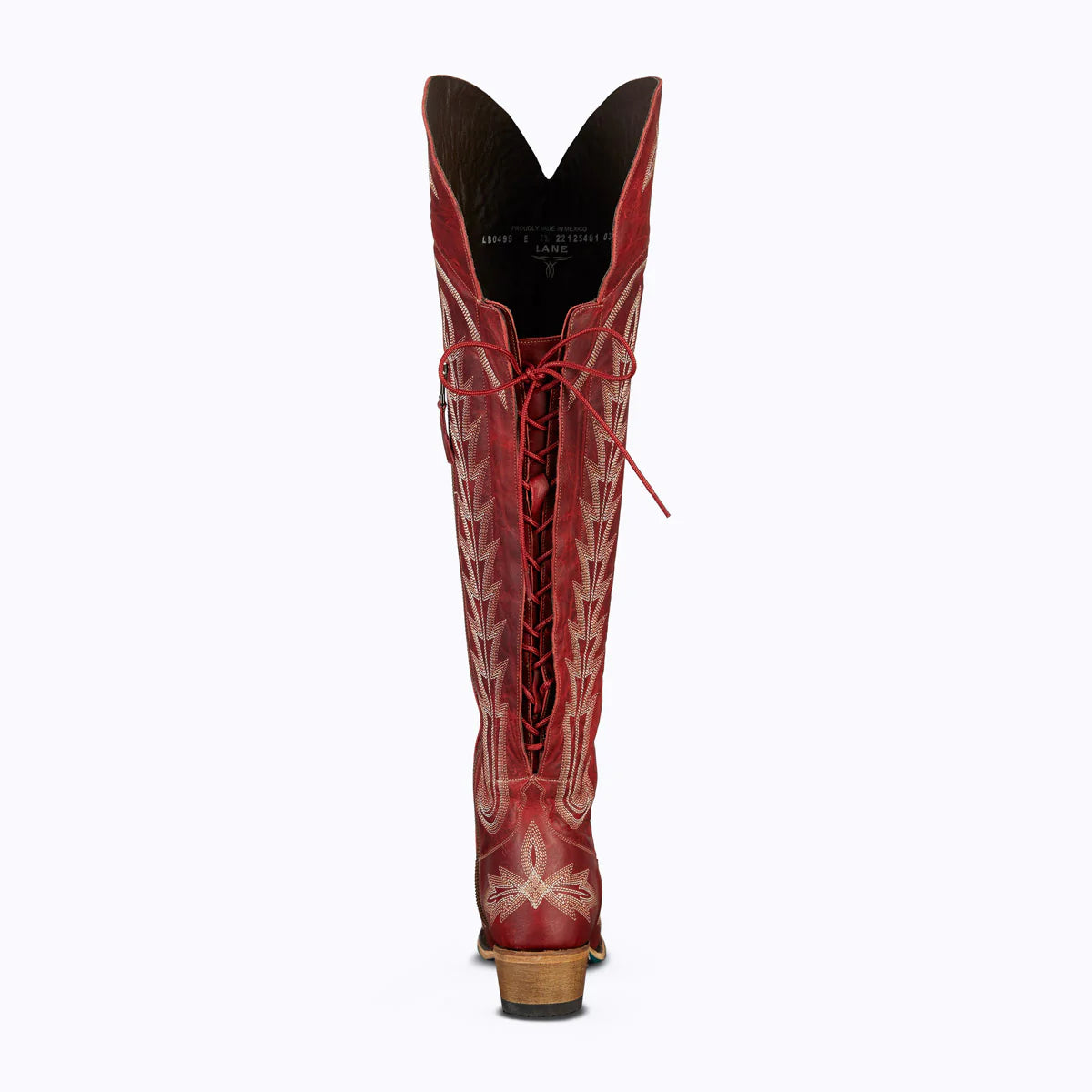 The Lexington OTK Boot in Smoldering Ruby by Lane Boots