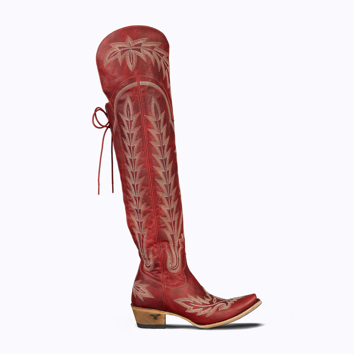 The Lexington OTK Boot in Smoldering Ruby by Lane Boots