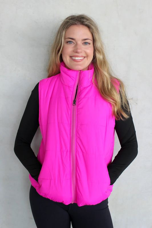 Brandy Puffy Vest in Fuchsia by Jen & Co