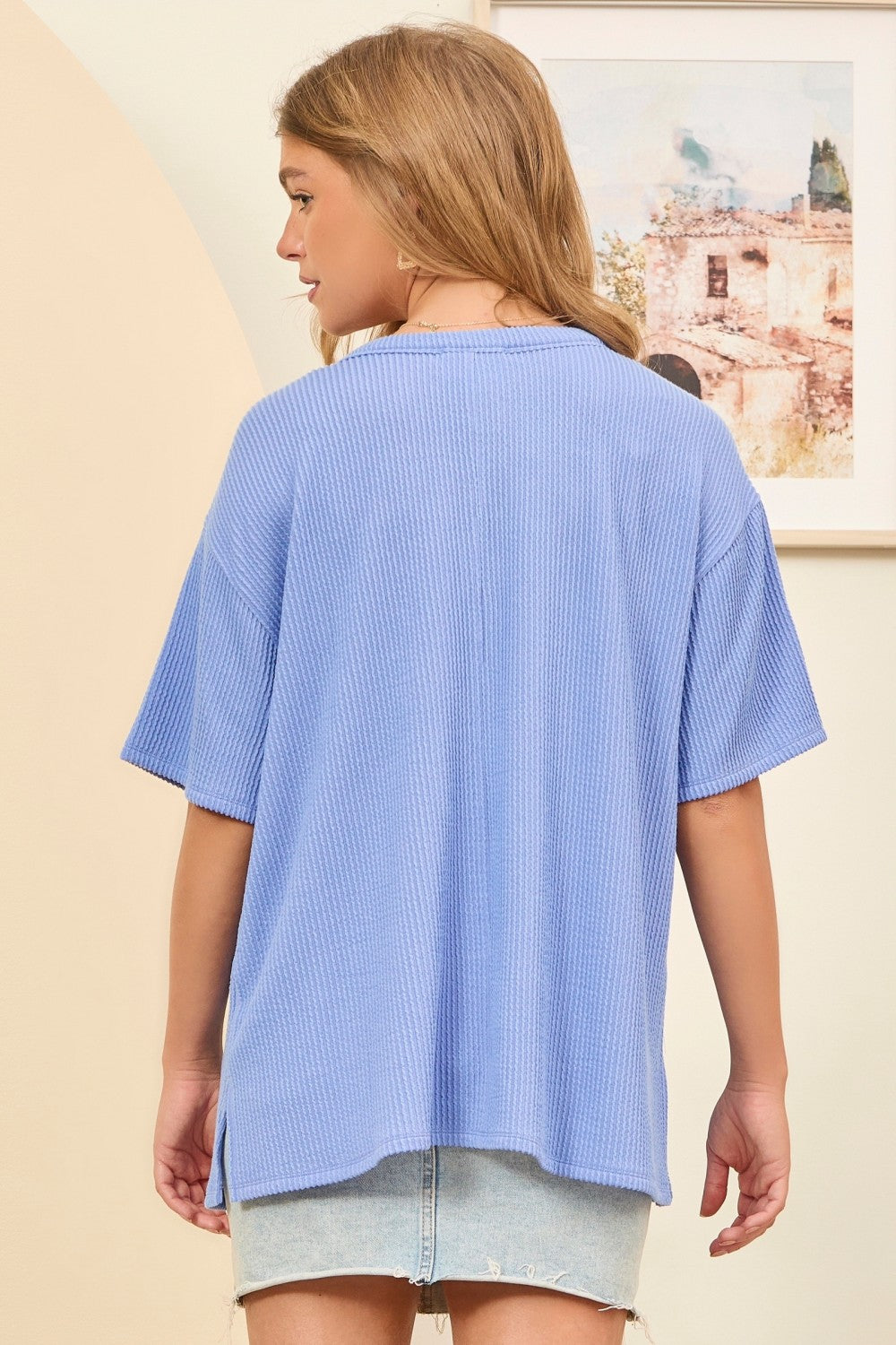 Half Sleeve Oversized Top in Periwinkle Blue by Andree by Unit