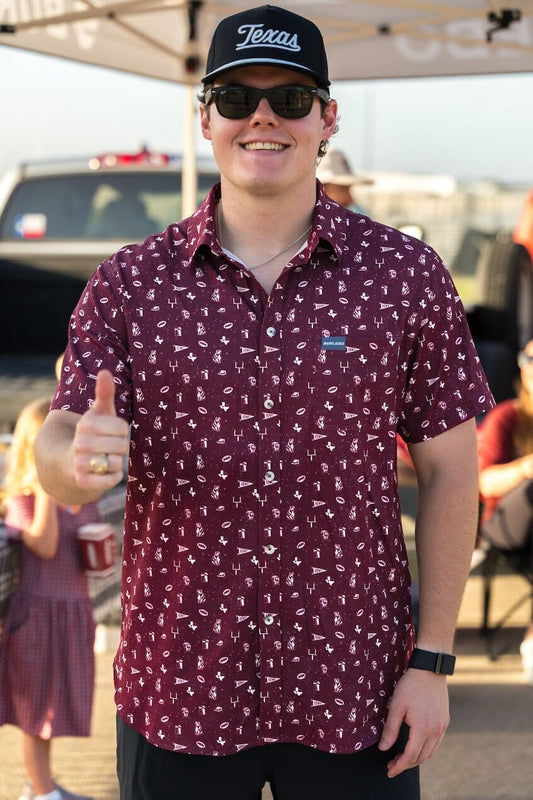 Gameday in College Station Performace Button Up by Burlebo