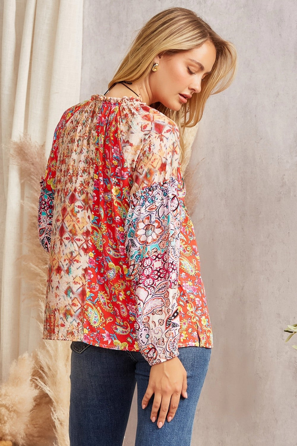 Mixed Media Embroidered Top in Multi by Savanna Jane