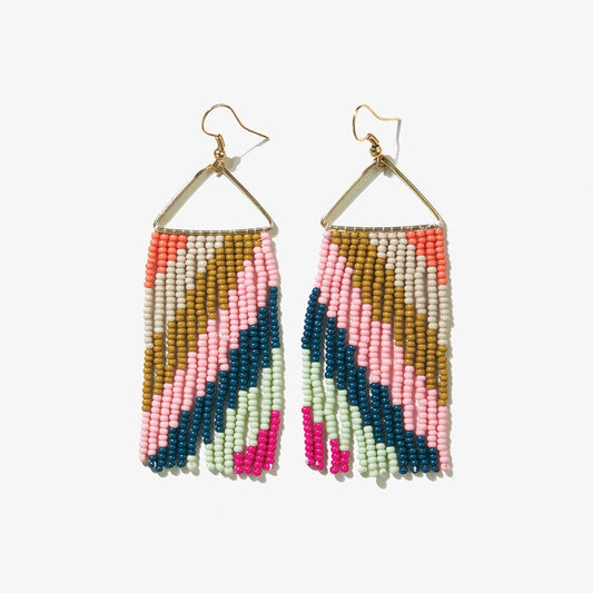 Whitney Diagonal Stripe Beaded Fringe Earrings by Ink + Alloy