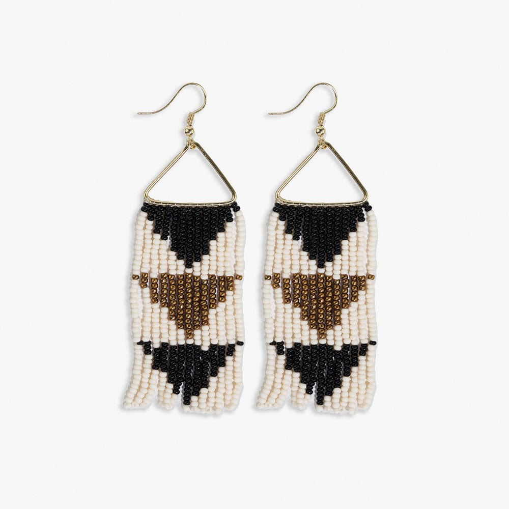 Whitney Flipped Triangle Beaded Fringe Earrings