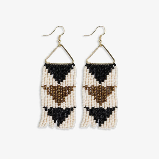 Whitney Flipped Triangle Beaded Fringe Earrings