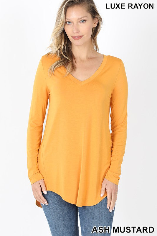 Luxe LSL V-Neck Hi-Low Hem Top