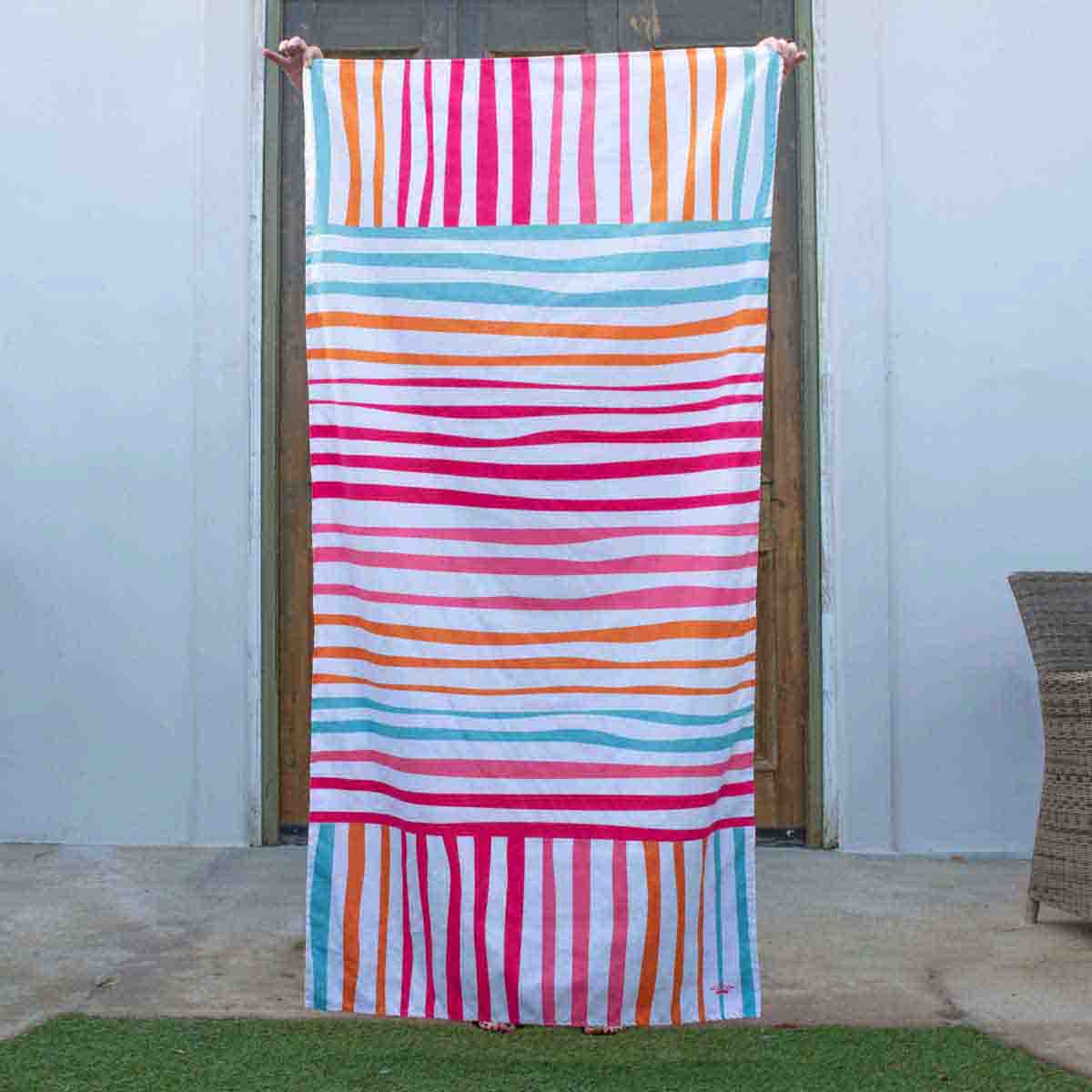 Barbados Stripe Beach Towel Hot Pink