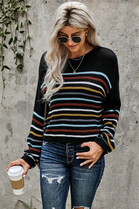 Striped Crop LSL Sweater