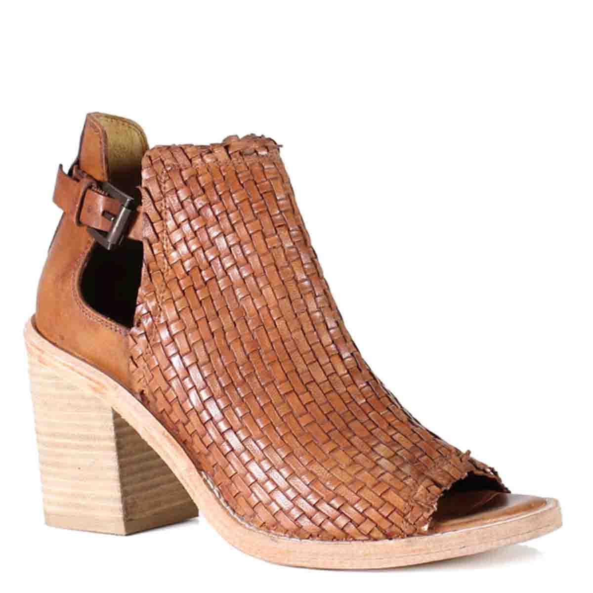 Zest Fully Tan Leather Peep Toe Wedge by Diba True