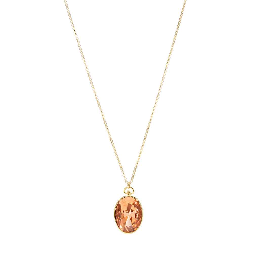 Fossil Oval Pendant Peach-Gold