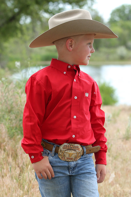 Boys LSL Solid BD Shirt Red