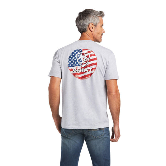 Mens Ariat Flag CircleTee Grey