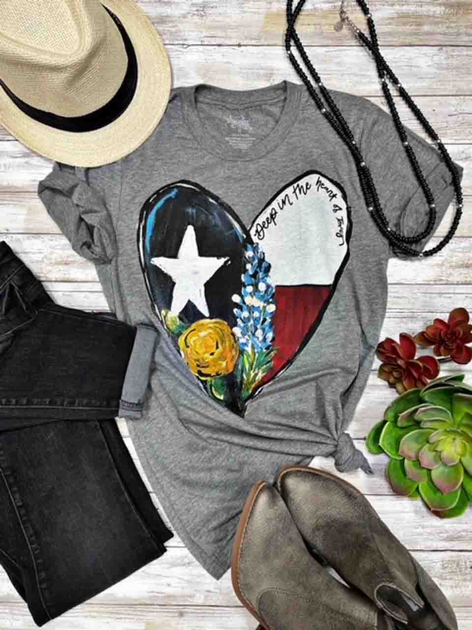 Texas Heart Grey Tee