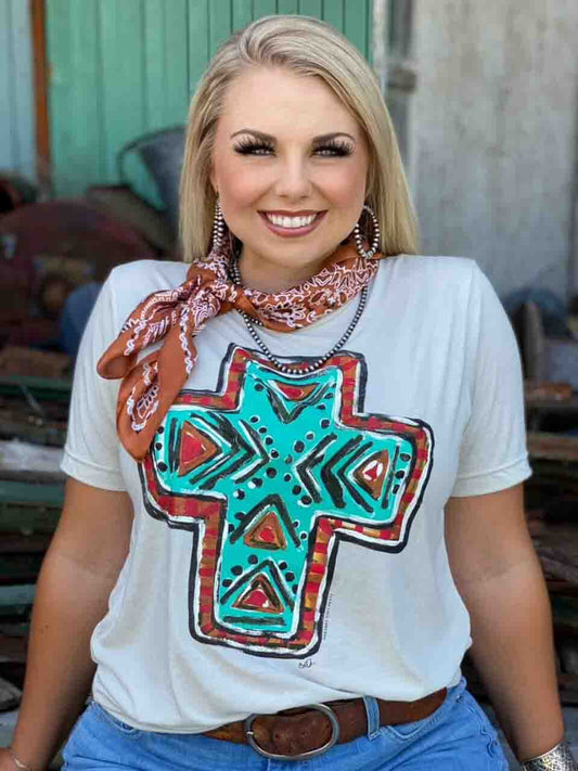 Aztec Cross Tan Tee