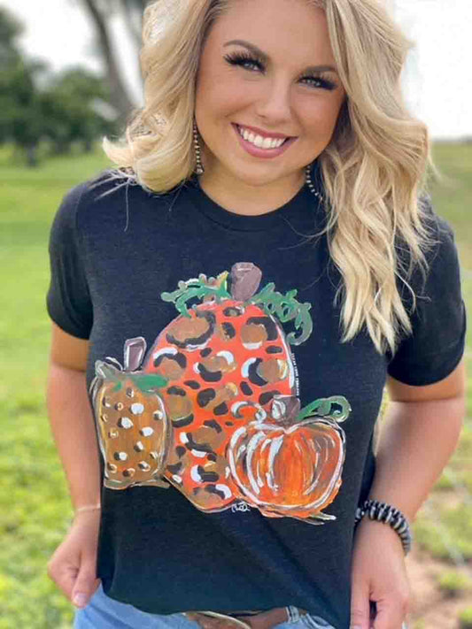 Leopard Pumpkins Char-Black Tee