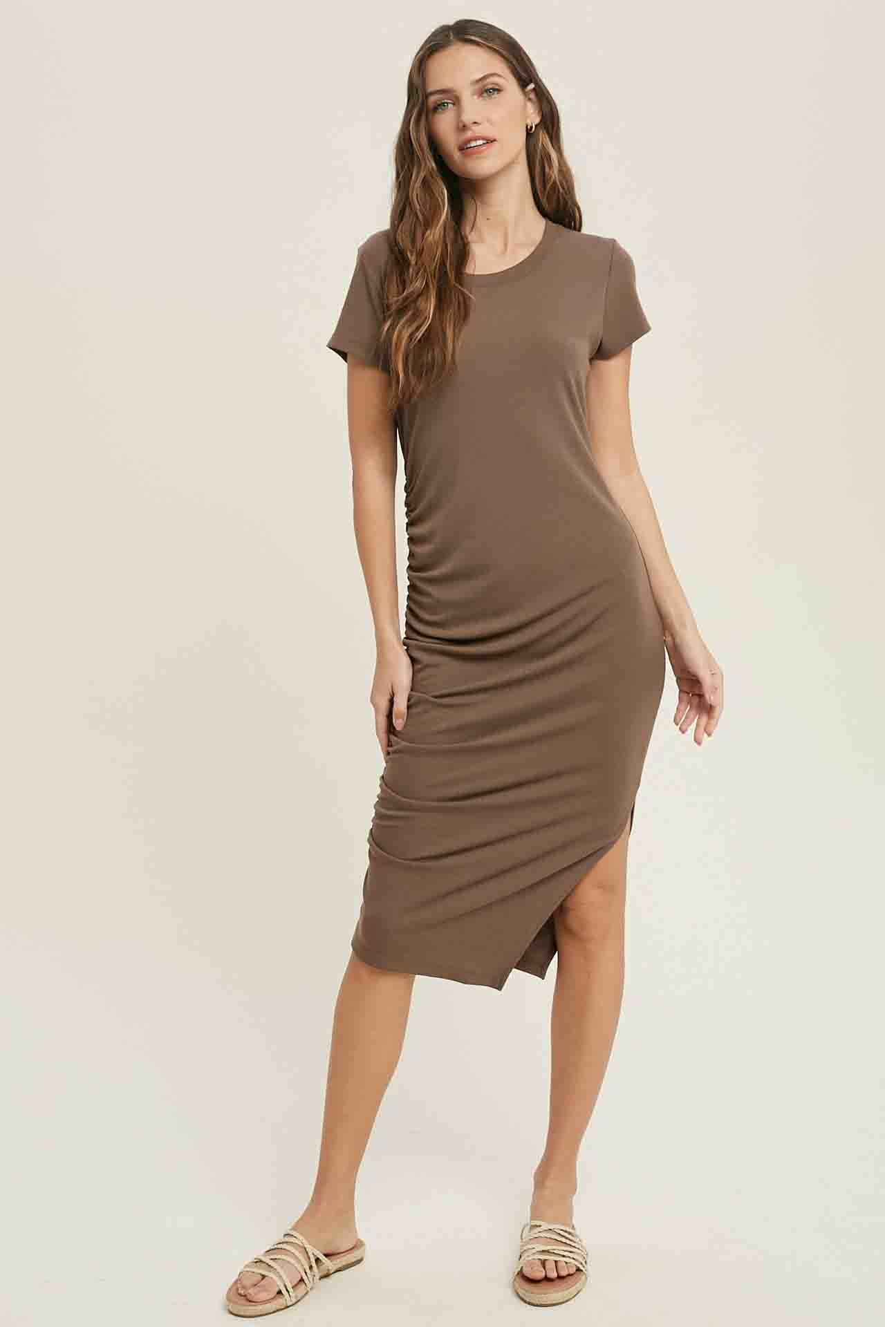 Chocolate Midi Dress with Slit