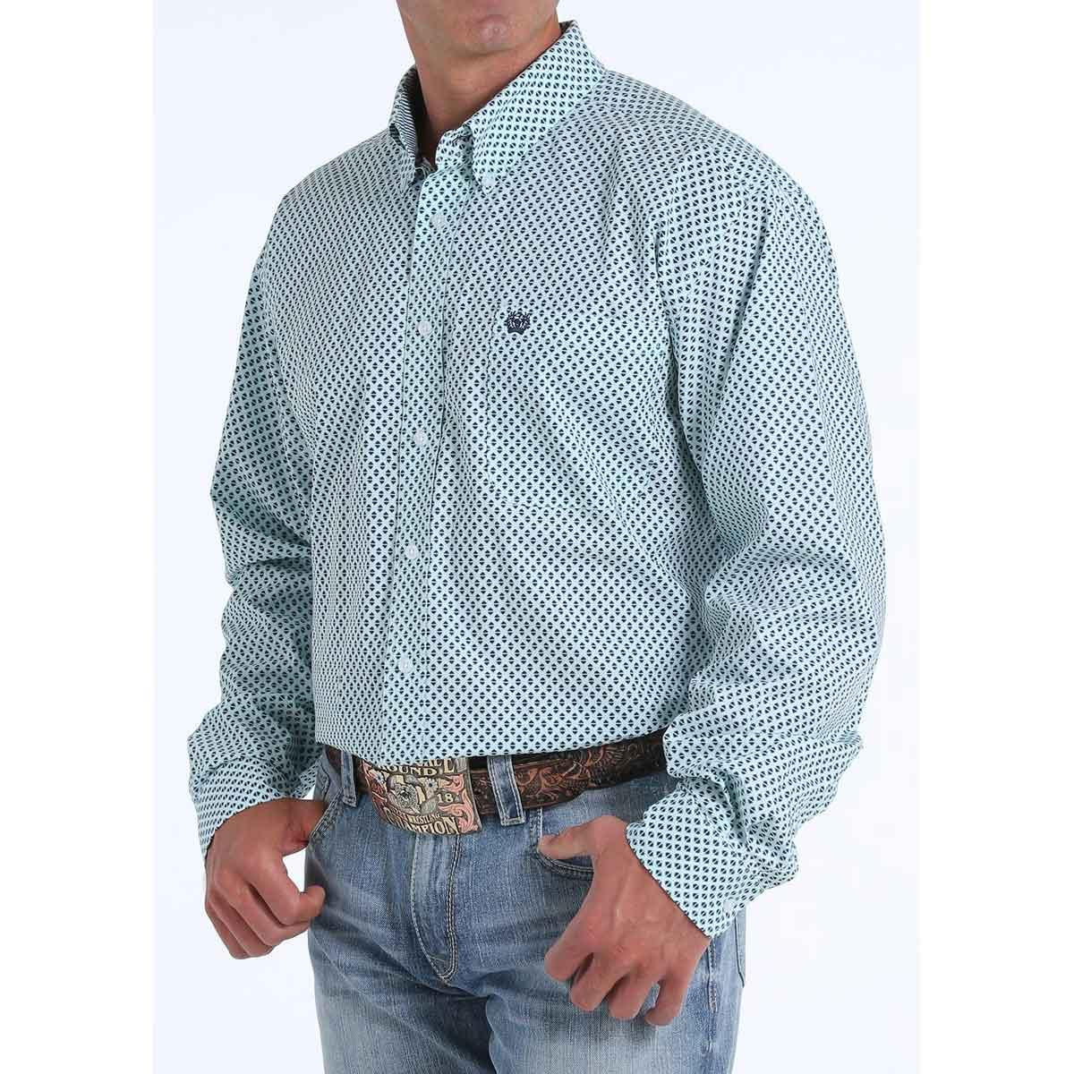 Cinch LSL BD Print Shirt Lt Blu