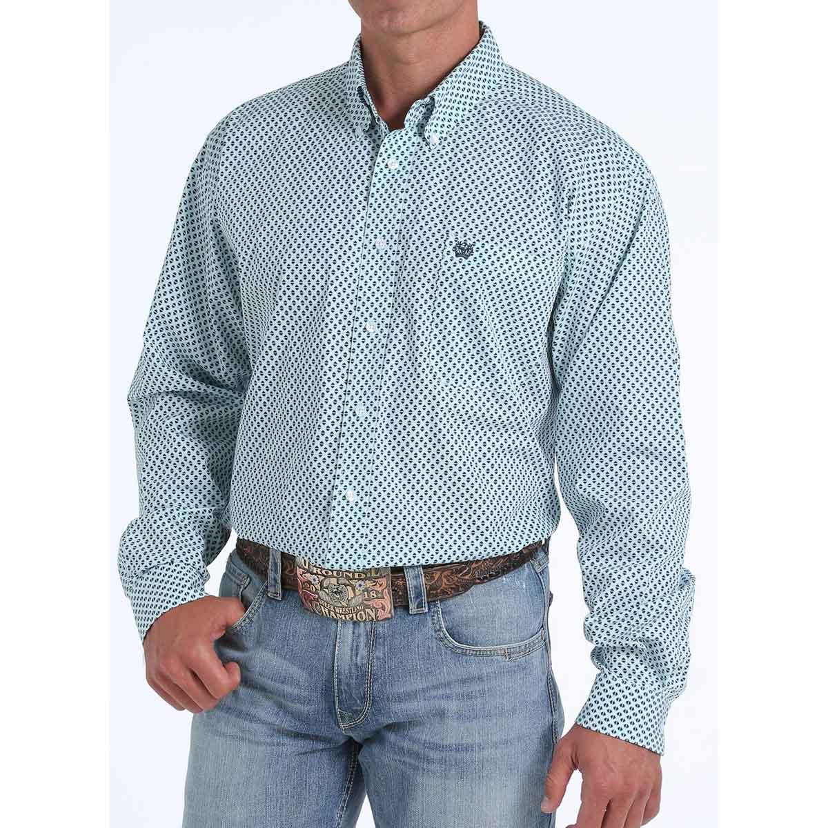 Cinch LSL BD Print Shirt Lt Blu