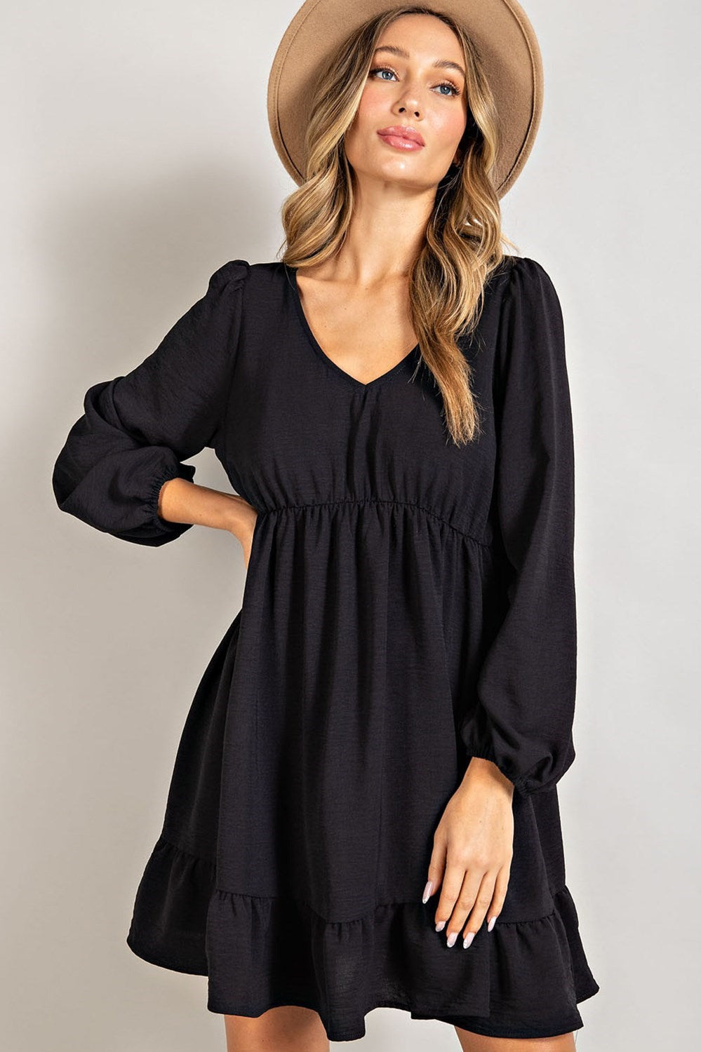 Mini V-Neck Dress Black