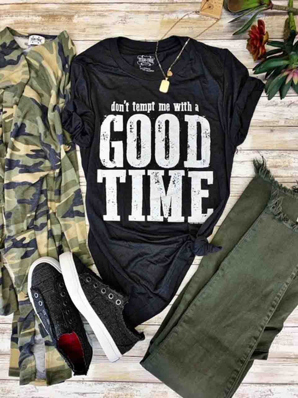 Don't Tempt Me Dark Grey Tee