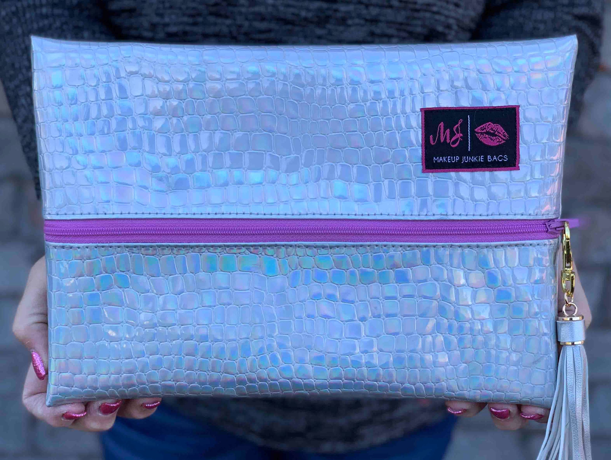 Holographic Gator Cosmetic Bag