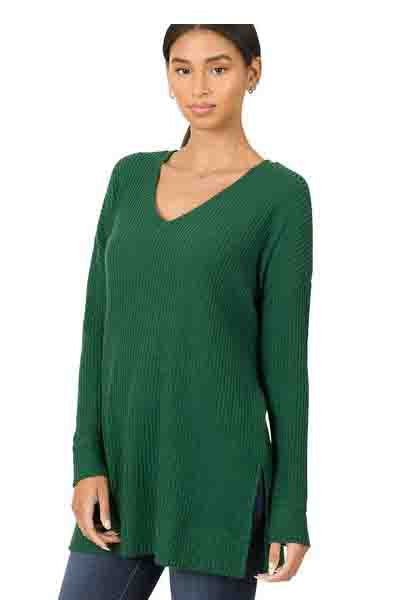 V Neck Waffle LSL Sweater