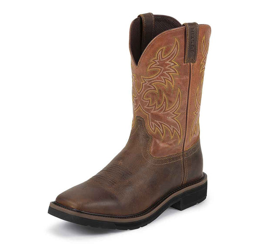 Justin Stampede Work Boots Tan-Orange (Soft Toe)