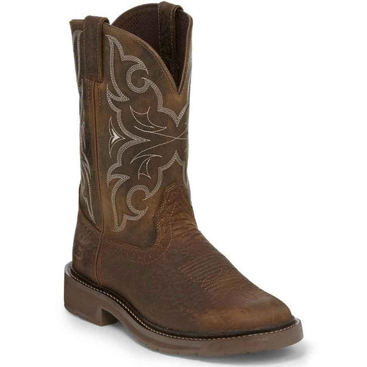 Justin Work Boot Round Toe Chocolate (Soft Toe)