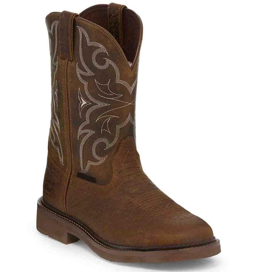 Justin Safety Toe Work Boot Round Toe Chocolate