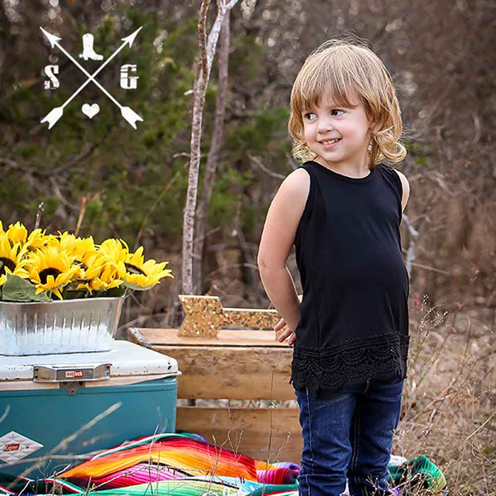 Kids Tank Crochet Lace Black