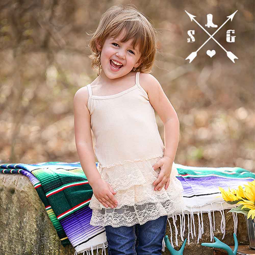 Kids Slip Dress Lace Ivory