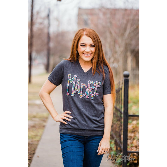 Madre V-Neck Tee Charcoal