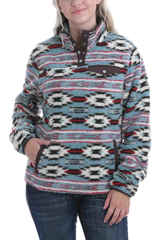 Cinch Fleece Pullover Ocean-Brown