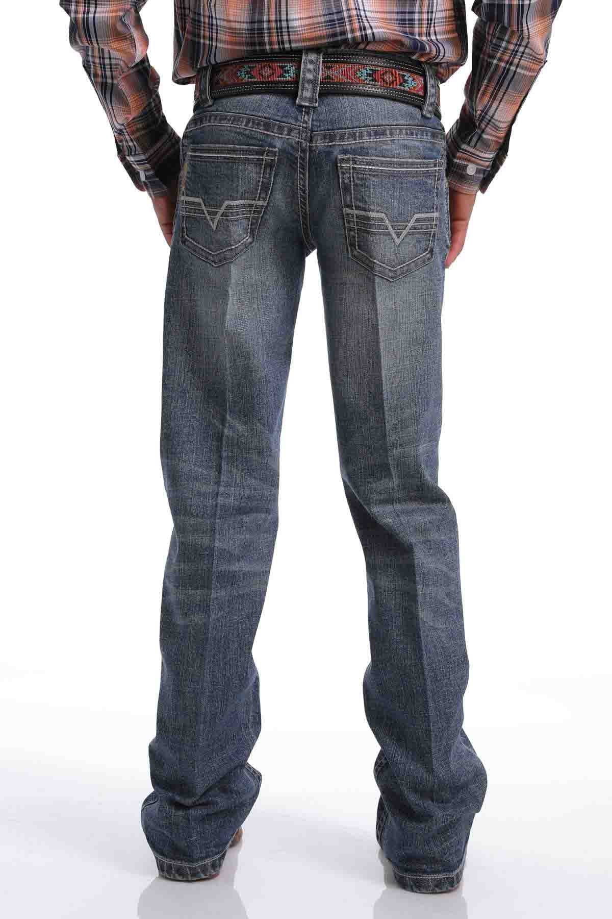 Cinch Boys Slim Fit Boot Cut Jeans in Medium Stonewash