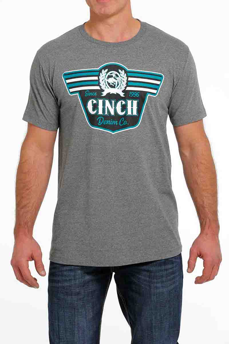 Cinch Mens T-Shirt Script Heather Gray